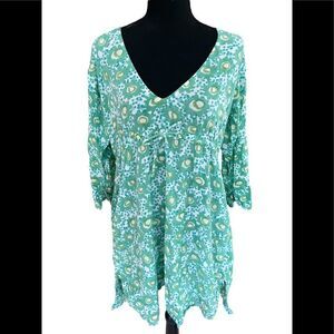 GRETCHEN Scott cotton empire waist with drawstring abstract floral design dress